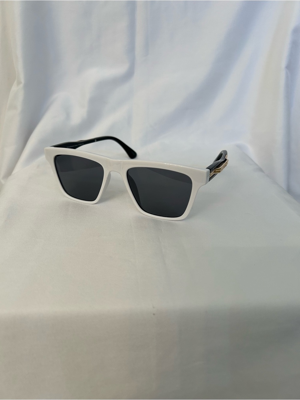 Unisex White Frame Sunglasses with Black Lenses